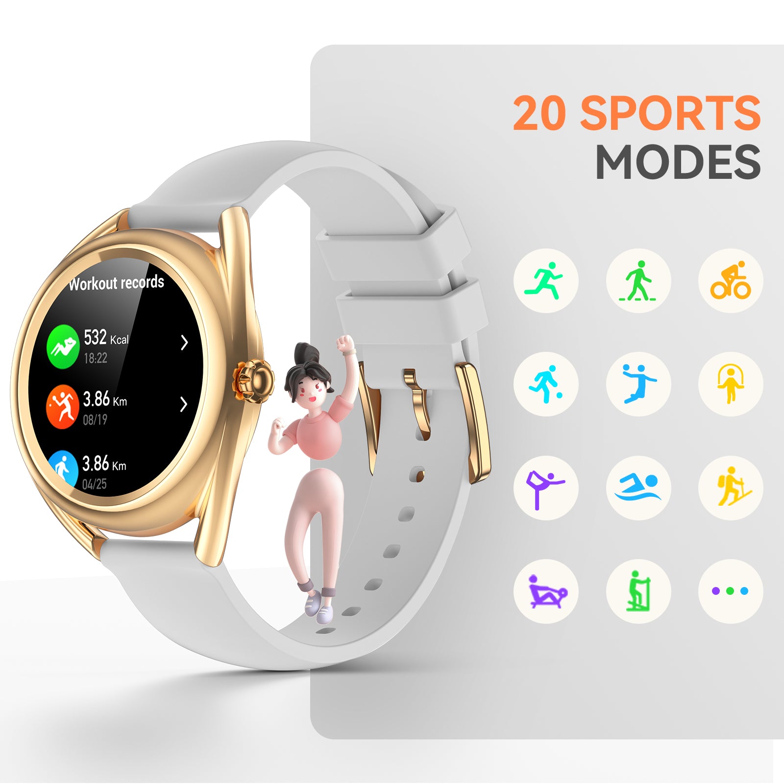 1.09" Women Fashion Smart Watch for Health and Sports Tracking With 2 Watch Straps PSLD1S
