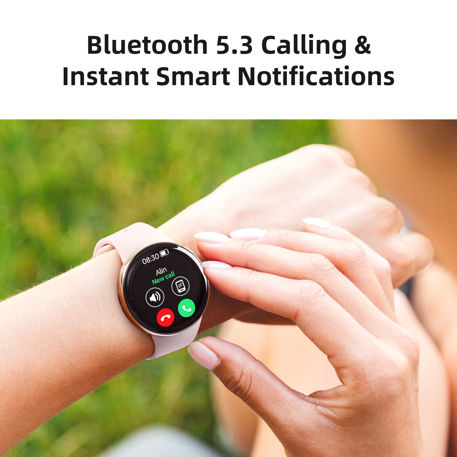 Parsonver Smart Watch for Women, 43mm AMOLED Always-On Display, Answer/Make Calls & Chat AI, 2 Quick-Release Bands, Fitness Watch with Heart Rate/Sleep Monitor, Built-In 120+ Sports, Champagne Gold