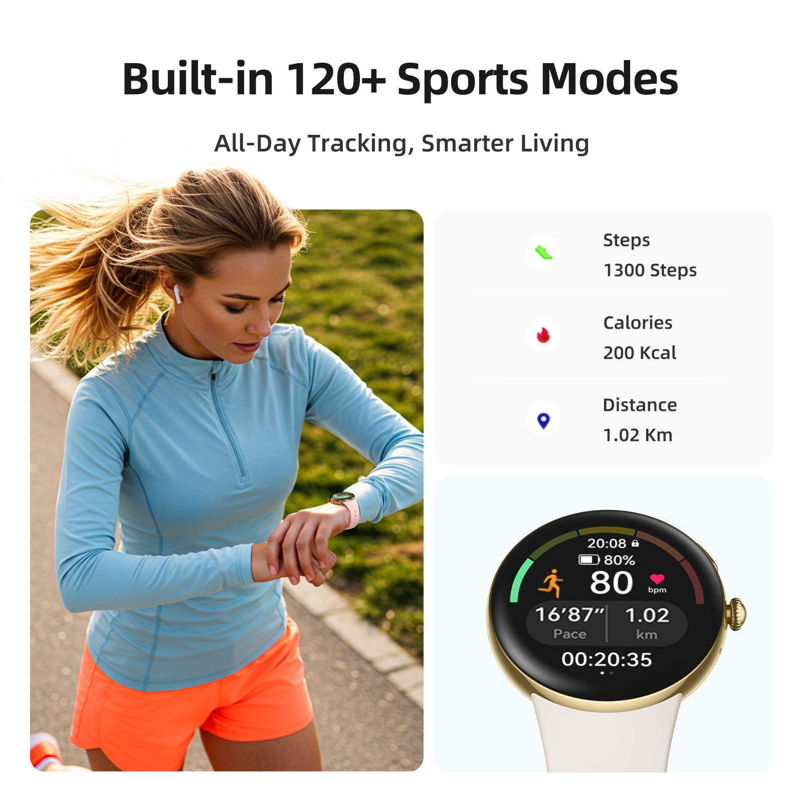 Parsonver Smart Watch for Women, 43mm AMOLED Always-On Display, Answer/Make Calls & Chat AI, 2 Quick-Release Bands, Fitness Watch with Heart Rate/Sleep Monitor, Built-In 120+ Sports, Champagne Gold