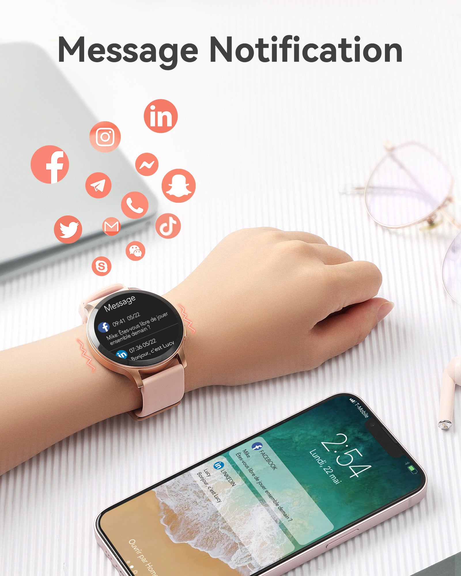 Écran HD 1,43", cadre en alliage métallique, prise en charge des appels Bluetooth, montre intelligente PSB4