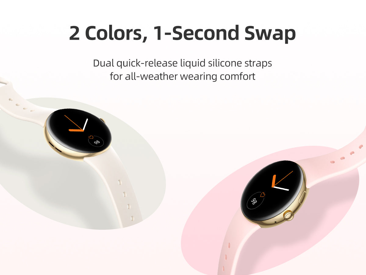 Parsonver Smart Watch for Women, 43mm AMOLED Always-On Display, Answer/Make Calls & Chat AI, 2 Quick-Release Bands, Fitness Watch with Heart Rate/Sleep Monitor, Built-In 120+ Sports, Champagne Gold